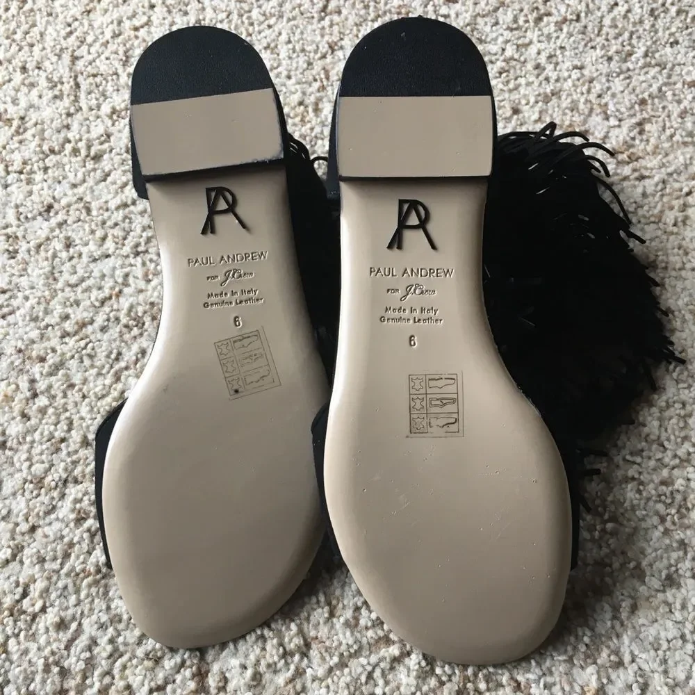 NWOB Paul Andrew x J. Crew Fringe Flat Sandals